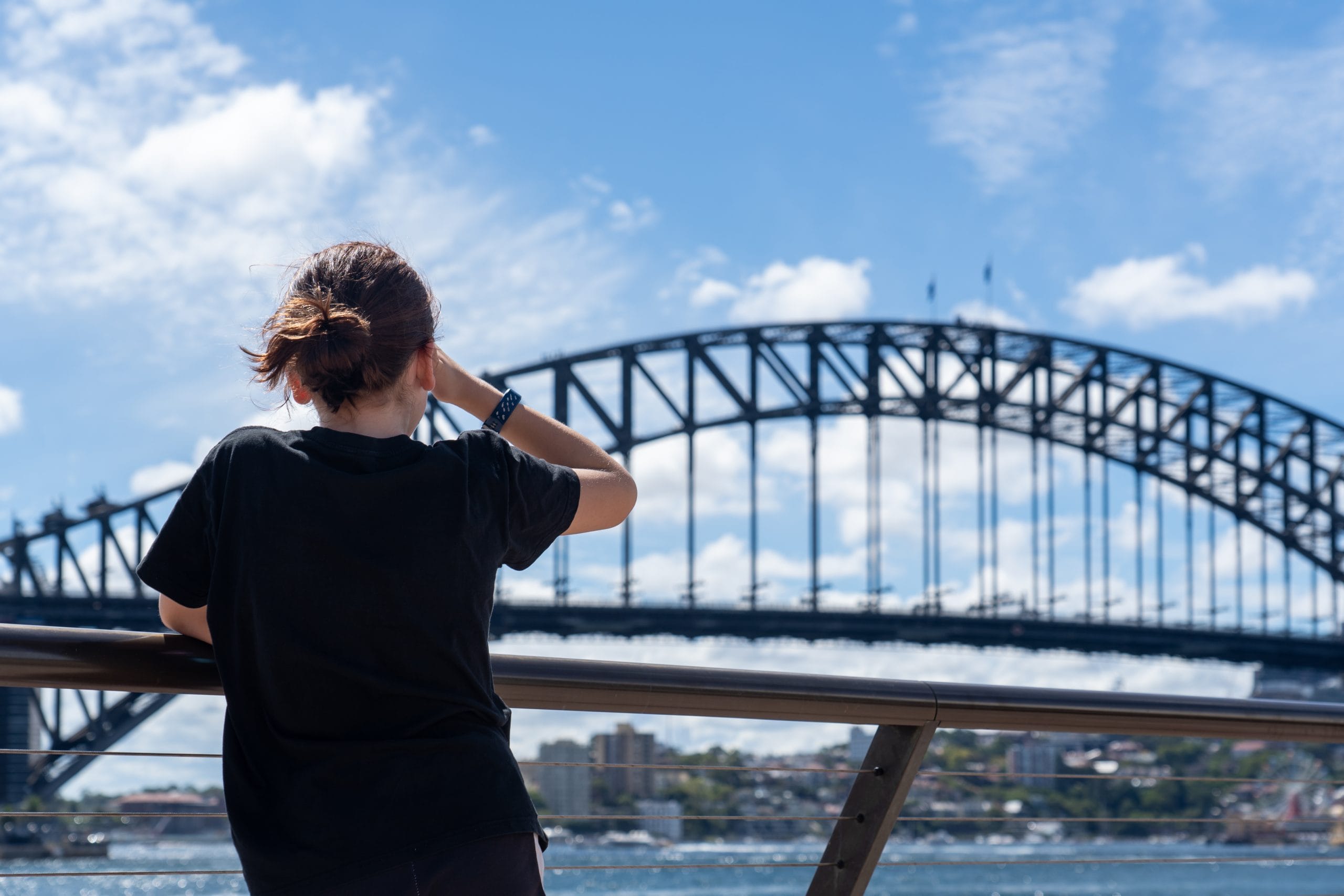 A traveller looking out across Sydney